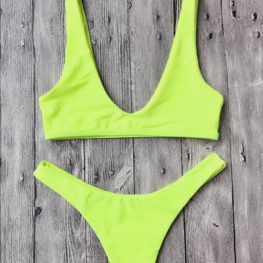 High Waisted Neon Green Bikini